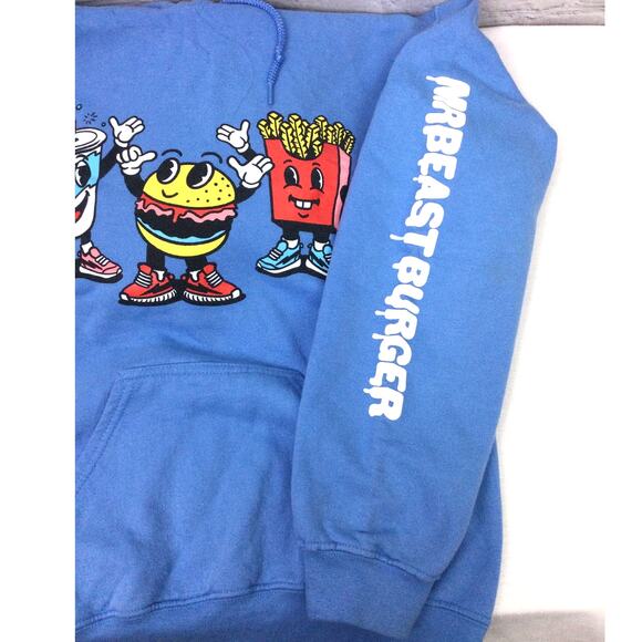 Mr. Beast Burger Retro Graphic Kangaroo Pocket Hooded Pullover Sweatshirt S - Picture 13 of 13